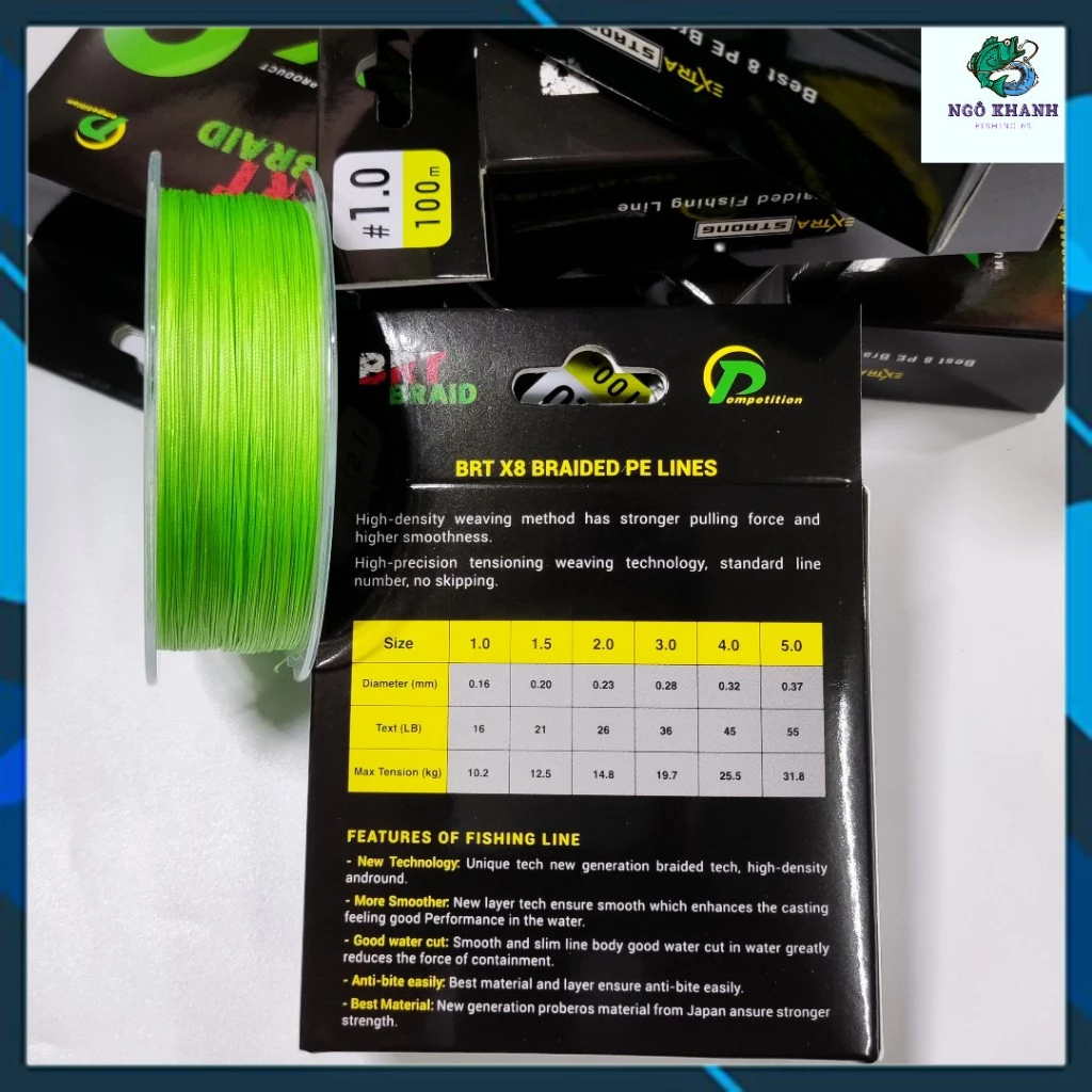 Dây dù câu cá PE BRT X8 100m, dây PE câu lure lóc, chẽm... siêu bền chất liệu từ Nhật Bản - Hình ảnh 7