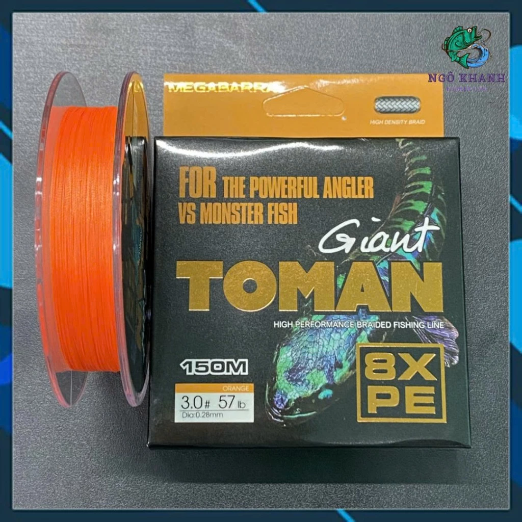 Dây PE câu cá Megabara Giant Toman X8 150m màu cam , dây dù Toman câu lure hàng chính hãng - Hình ảnh 6
