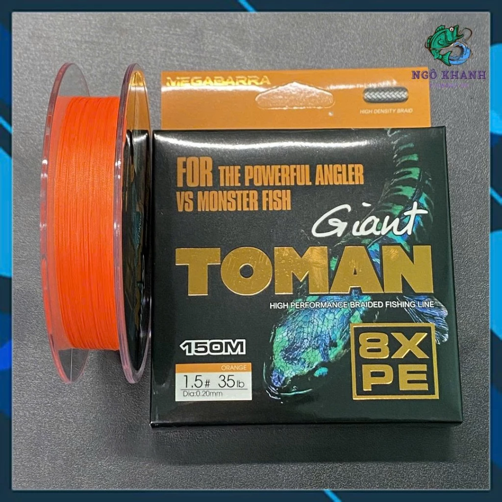 Dây PE câu cá Megabara Giant Toman X8 150m màu cam , dây dù Toman câu lure hàng chính hãng - Hình ảnh 3