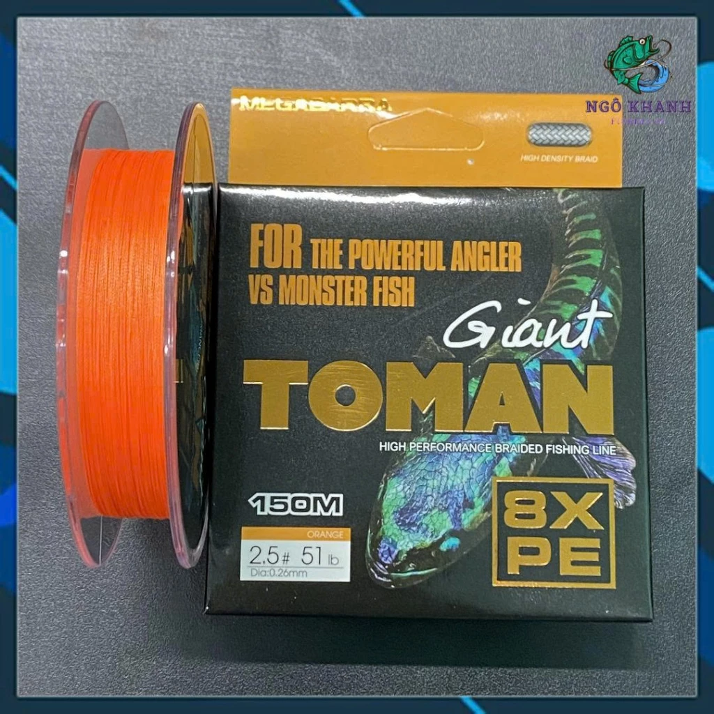 Dây PE câu cá Megabara Giant Toman X8 150m màu cam , dây dù Toman câu lure hàng chính hãng - Hình ảnh 5