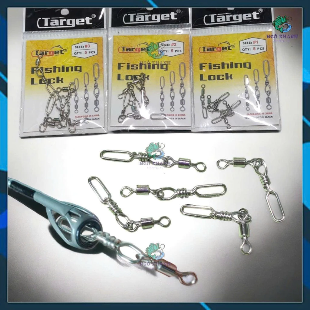 Gói 5 cái khoá câu cá Target Fishing Lock , khoá lure ma ní chống xoay xuyên Pu