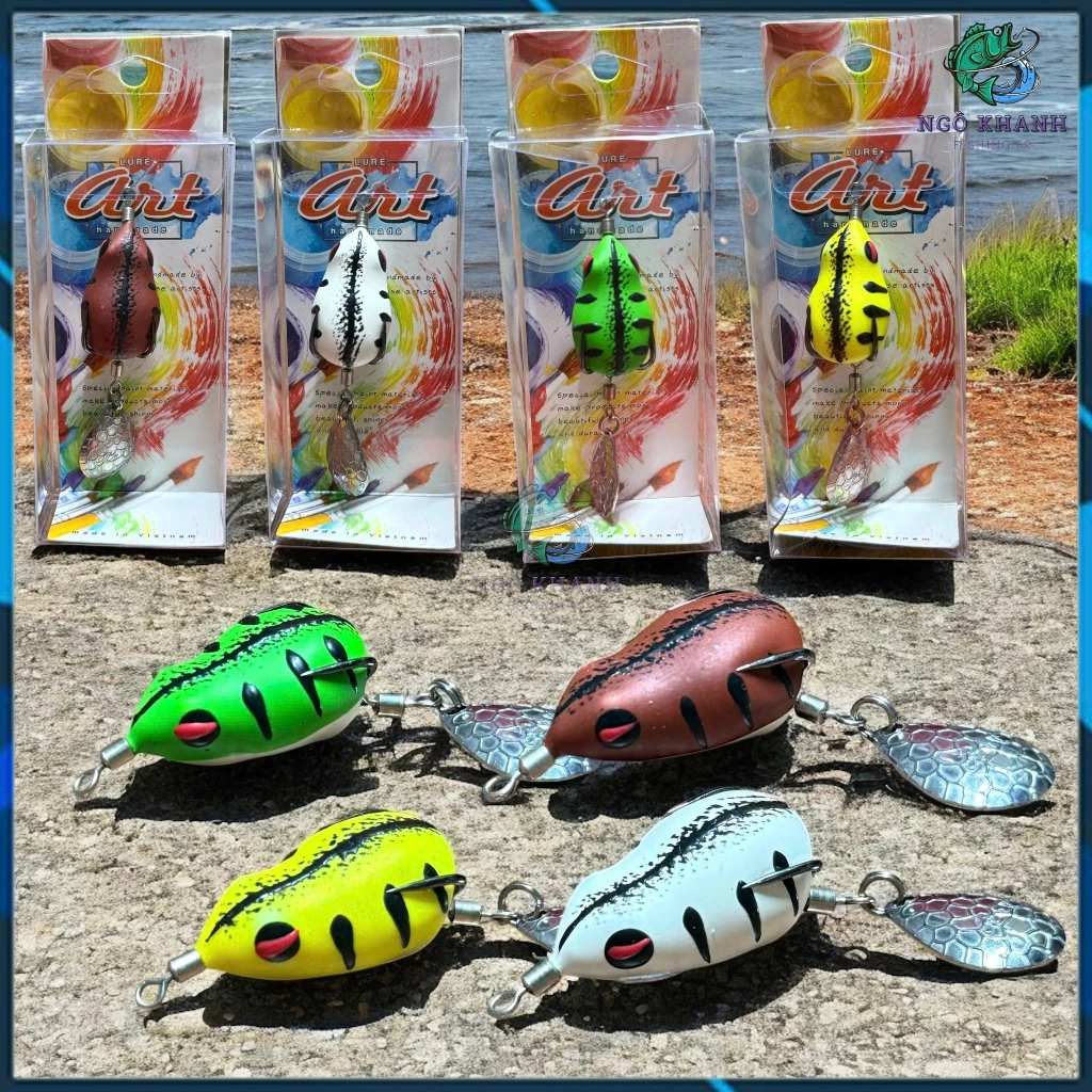 Mồi câu cá lóc Nhái Bầu 2.8cm - nặng 6.4g , nhái hơi lure lóc cao su Thái Lan