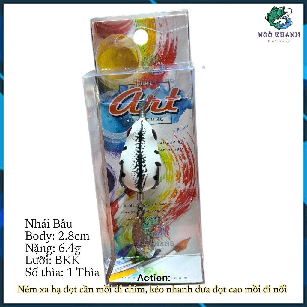 Mồi câu cá lóc Nhái Bầu 2.8cm - nặng 6.4g , nhái hơi lure lóc cao su Thái Lan - Hình ảnh 9
