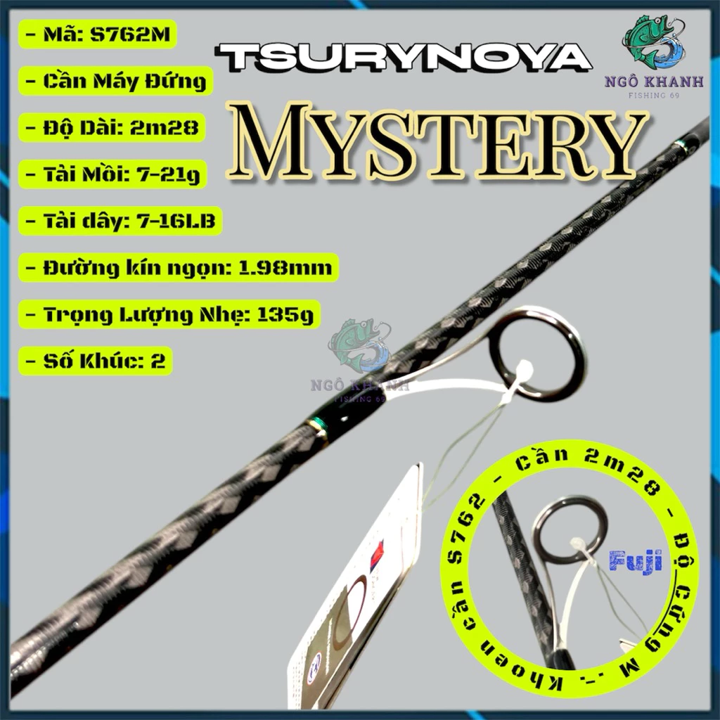 Cần câu lure MYSTERY phôi carbon xoắn X khoen Fuji chính hãng Tsurynoya - Hình ảnh 5