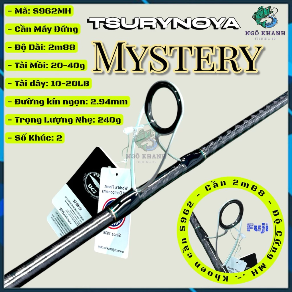 Cần câu lure MYSTERY phôi carbon xoắn X khoen Fuji chính hãng Tsurynoya - Hình ảnh 7