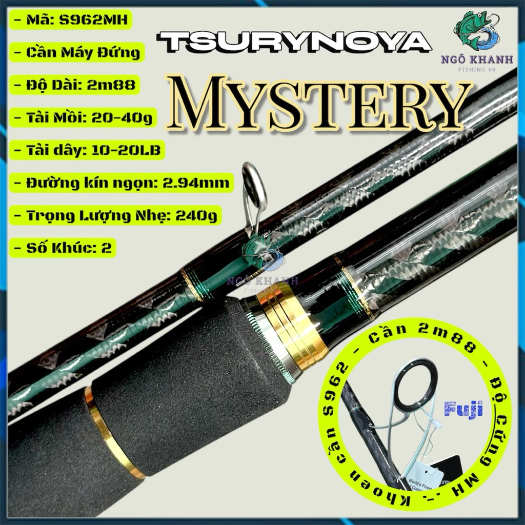 Cần câu lure MYSTERY phôi carbon xoắn X khoen Fuji chính hãng Tsurynoya - Hình ảnh 8