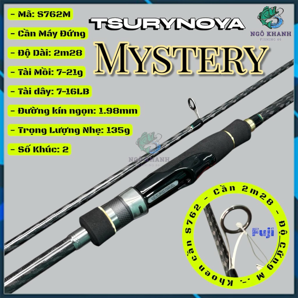 Cần câu lure MYSTERY phôi carbon xoắn X khoen Fuji chính hãng Tsurynoya - Hình ảnh 4