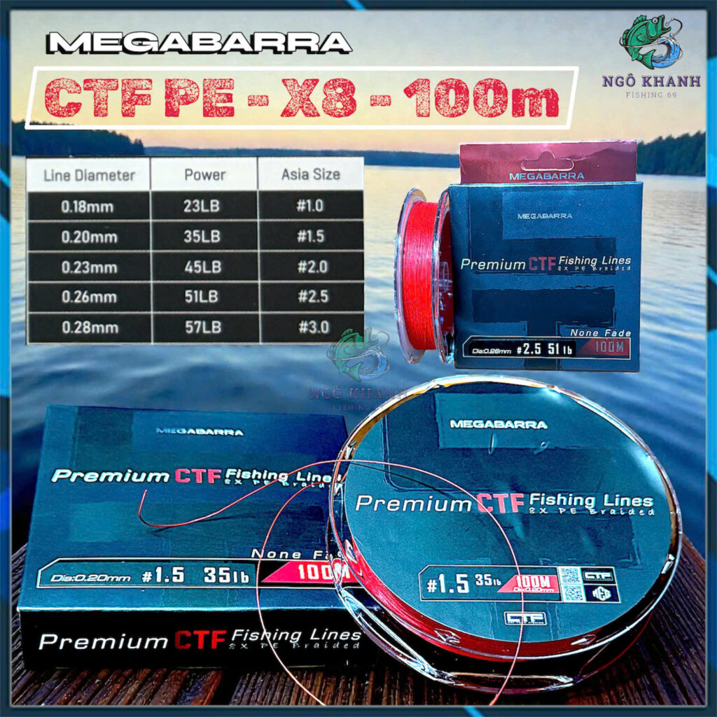 Dây PE câu cá Megabarra CTF PREMIUM X8 100m